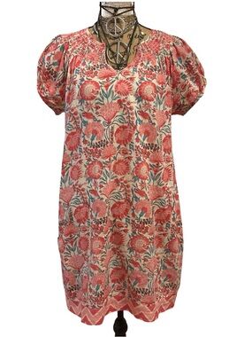 LIZA BYRD THE MICHELLE SMOCK NECK DRESS - SIZE L - LRG - LARGE